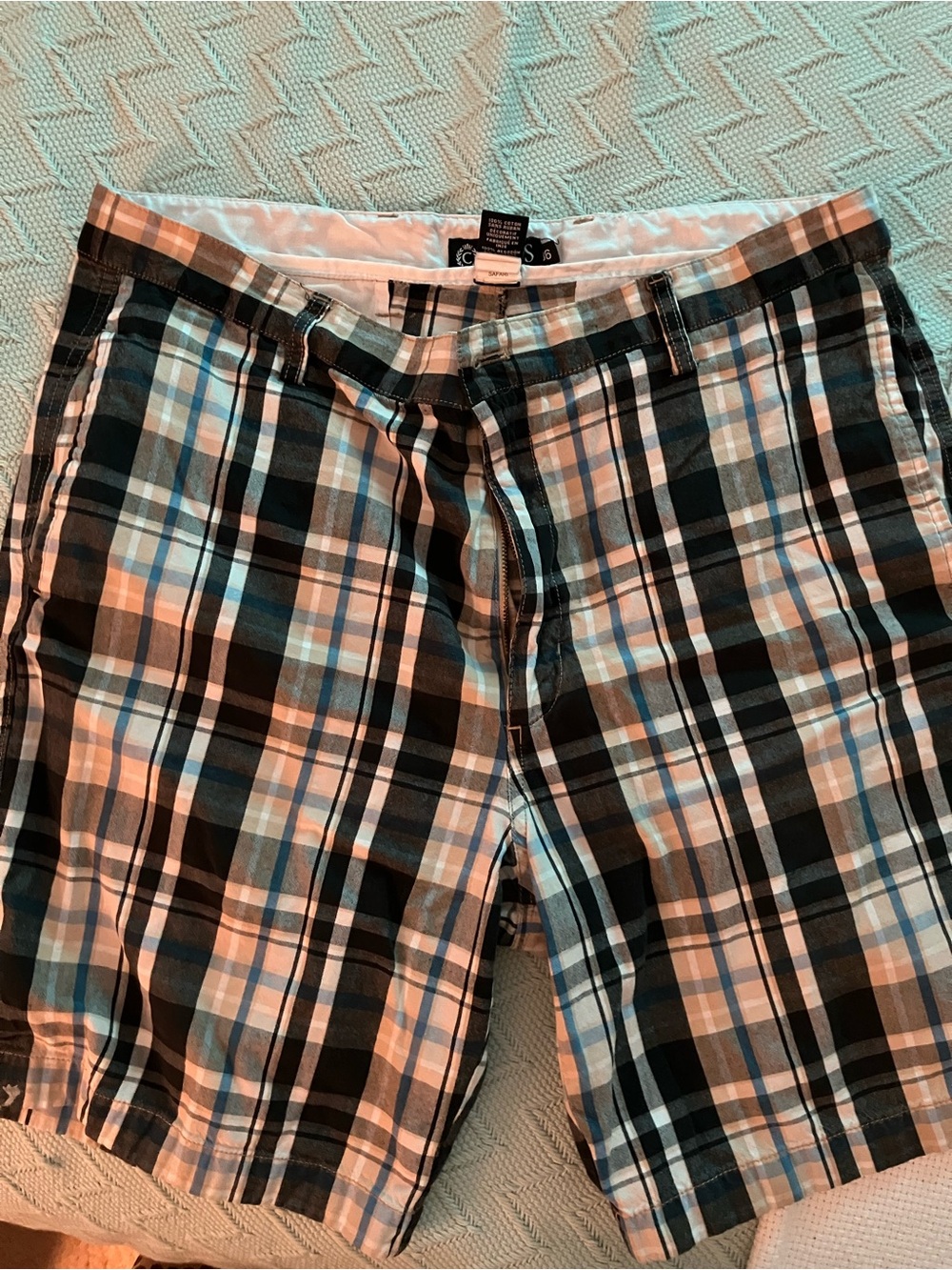 Chaps Plaid Shorts - Blue, Cream, Black